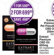 Extract Premium CBD Oil 600mg 60 Vegetarian Capsules Assorted-For 1