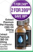Extract Premium Pet Friendly CBD Oil 250mg-For 2 x 30ml