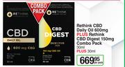 Rethink CBD Daily Oil 600mg Plus Rethink CBD Digest 150mg Combo Pack (30ml Plus 30ml)-Per Pack