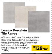 Lennox Porcelain Tile Range-600mm x 600mm Per Sqm