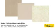 Nano Polished Porcelain Tiles-600mm x 600mm Per Sqm