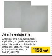 Vibe Porcelain Tile-600mm x 600mm Per Sqm