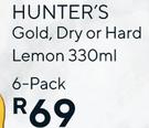 Hunter's Gold, Dry Or Hard Lemon-6 x 330ml