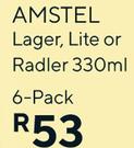 Amstel Lager, Lite Or Radler-6 x 330ml