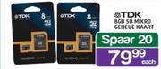 TDK 8GB SD Mikro Geheue Kaart Each