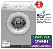 Kelvinator 6kg Metallic Tumble Dryer KTD600M