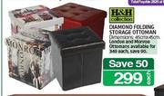 H&H Collection Diamond Folding Storage Ottoman-Each