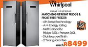 Whirlpool Matching Upright Fridge & Frost Free Freezer-Each