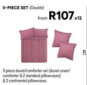Kooper 5 Piece Duvet Set (Double) Fatigue 828201/Mauve 828222