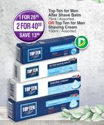 Top Ten For Men After Shave Balm 75ml Or Top Ten For Men Shaving Cream 100ml-For 2