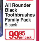 Oral-B All Rounder Black Toothbrushes Family Pack 5 Pack-Per Pack
