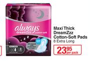 Always Maxi Thick DreamZzz Cotton Soft Pads (Extra Long)-8 Per Pack
