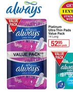 Always Platinum Ultra Thin Pads Value Pack (Long)-14 Per Pack