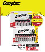Energizer Max AA Oe AAA Batteries-16 Per Pack