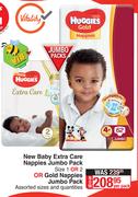 Huggies New Baby Extra Care Nappies Jumbo Pack Size 1 Or 2 Or Gold Nappies Jumbo Pack-Per Pack