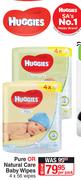 Huggies Pure Or Natural Care Baby Wipes 4 x 56 Wipes-Per Pack