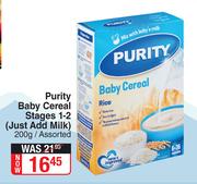 Purity Baby Cereal Stages 1-2 (Just Add Milk) Assorted-200g
