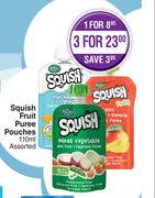 Squish Fruit Puree Pouches Assorted-For 3 x 110ml