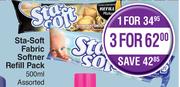 Sta Soft Fabric Softener Refill Pack Assorted-For 3 x 500ml