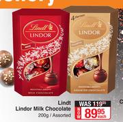 Lindt Lindor Milk Chocolate Assorted-200g Each
