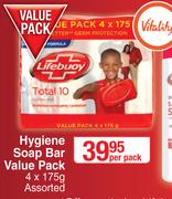 Lifebuoy Hygiene Soap Bar Value Pack Assorted-4 x 175g Per pack
