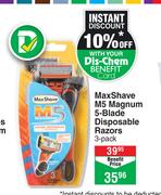 Max Shave M5 Magnum 5 Blade Disposable Razors 3 Pack