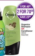 Organics Shampoo Or Conditioner Assorted-For 2 x 400ml 