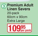 Softi Premium Adult Linen Savers 60cm x 90cm (Extra Large)-20 Per Pack