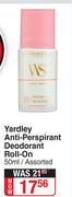 Yardley Anti Perspirant Deodorant Roll On Assorted-50ml