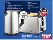 Russell Hobbs Kettle 2200W Plus 2 Slice Toaster Set Combo