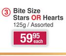 Elizabeth Shaw Bite Size Stars Or Hearts Assorted-125g Each