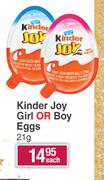 Kinder Joy Girl Or Boy Eggs-21g Each 