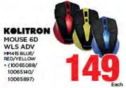 Kolitron Mouse 6D WLS ADV MM415 BLUE/RED/YELLOW-Each