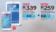 Samsung Galaxy Tab3 Lite7" Tablet-On Smartdata 500MB + Galaxy J1 Dualsim Smartphone-On Straight Up50