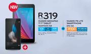 Huawei Mediapad T1 7" Tablet-On Smartdata 1GB + Huawei P8 Lite Smartphone-On Epic 100