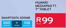 Huawei Mediapad T1 7" Tablet-On Smartdata 500MB 