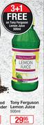 Tony Ferguson Lemon Juice-500ml Each