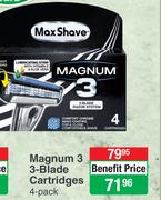 Max Shave Magnum 3 3-Blade Cartridge (4 Pack)
