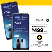 Vivo Y33s LTE/HD Voice-On MTN Mega Talk/Gigs XS + Vivo Y01 LTE-On My MTN Mega Flex R65