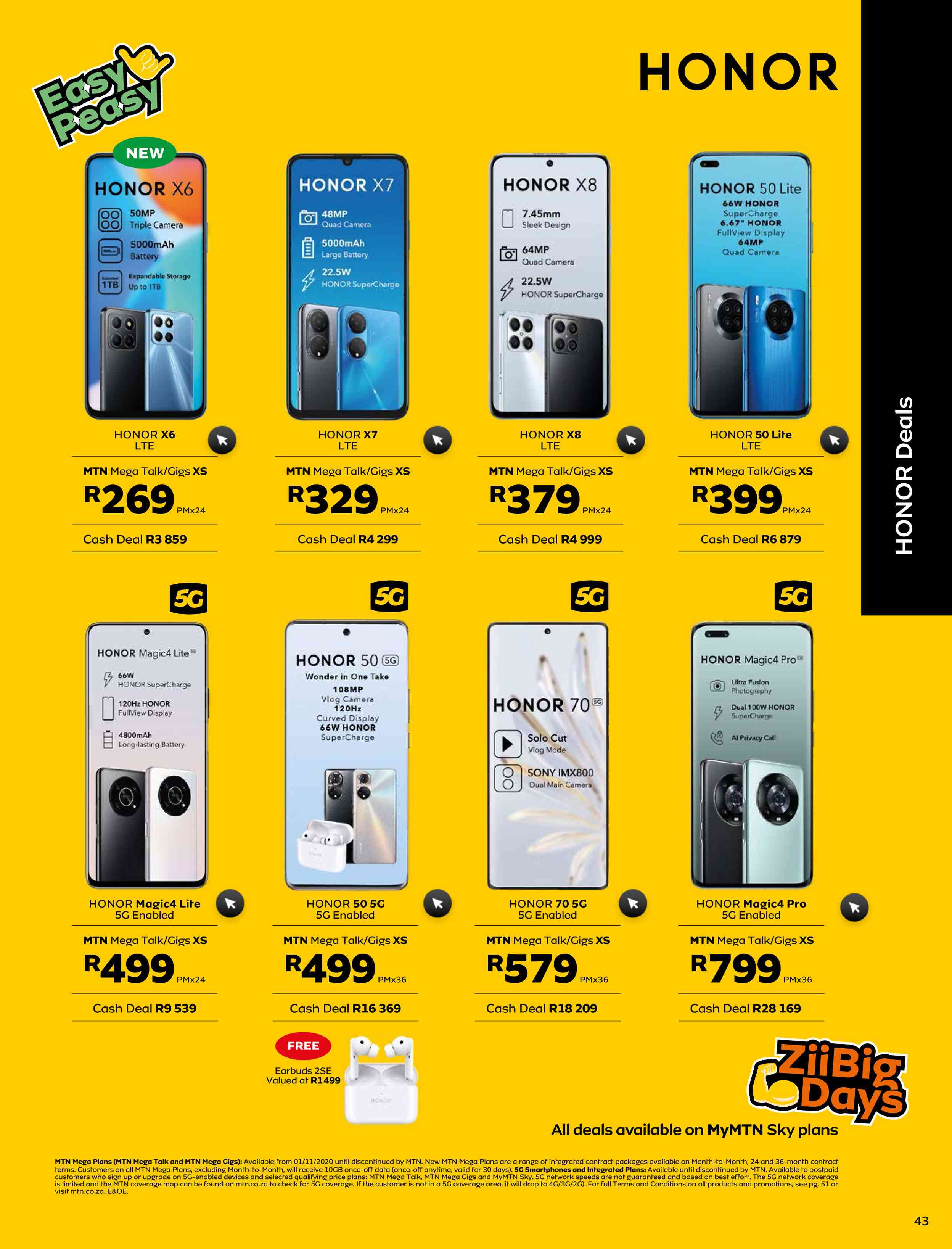 Special Honor 50 5G EnabledOn MTN Mega Talk /Gigs XS — www.guzzle.co.za
