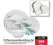 12 Piece Leaves Decal Dinner Set-Per Set