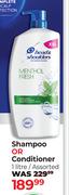 Head & Shoulders Shampoo Or Conditioner Assorted-1L