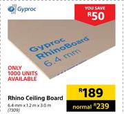 Gyproc Rhino Ceiling Board 6.4mm X 1.2m X 3.0m
