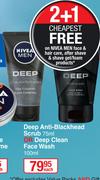 Nivea Men Deep Anti-Blackhead Scrub 75ml Or Deep Clean Face Wash 100ml-Each