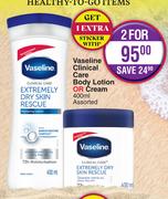 Vaseline Clinical Care Body Lotion Or Cream 400g Assorted-For 2