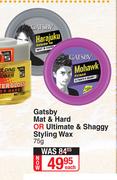 Gatsby Mat & Hard Or Ultimate & Shaggy Styling Wax-75g Each