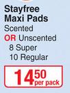 Stayfree Maxi Pads-Per Pack