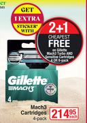 Gillette Mach3 Cartridges-4 Pack Each