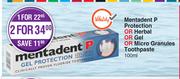 Mentadent P Protection Or Herbal Or Gel Or Micro Granules Toothpaste-For 1 x 100ml