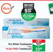 Dentalmate Pro White Toothpaste 150g + Free Toothbrush